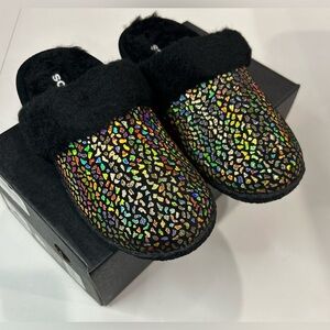 Sorel Boys Girls 4C Nakiska Slide II Slippers - Suede Black Pattern NWT